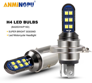 ANMINGPU 1X Motorcycle Headlight Bulbs H4 Led Headlight For Motorcycle Hi/Low Beam H6 BA20D LED P15D 3030Chips 12V 24V 6000K