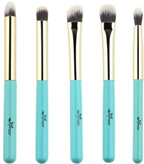 Anmor 9 Pcs Make Up Kwasten Reizen Vriendelijke Kwasten Set Professionele Make-Up Kwasten Blue & Gold Kleur Mode Kabuki borstel 0409-5B
