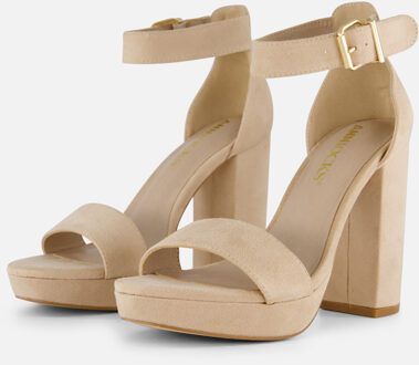 Ann Rocks Sandalen met hak beige Textiel - 40,41,42