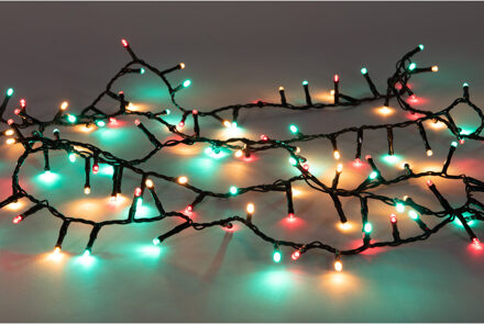 Anna Collection kerstverlichting lichtsnoer- rood/groen -1600 cm - Kerstverlichting kerstboom Zwart