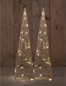 Anna Collection LED kerstboom kegels - 2x - H60 - goud - metaal - kerstverlichting figuur Goudkleurig