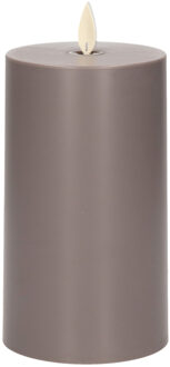 Anna's Collection 1x Antraciet grijze outdoor LED kaarsen / stompkaarsen met bewegende vlam en timer 16 cm