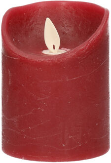 Anna's Collection 1x Bordeaux rode LED kaarsen / stompkaarsen met bewegende vlam 10 cm