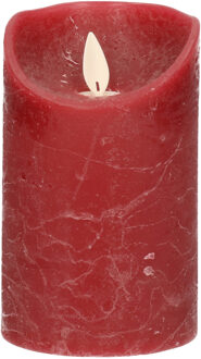 Anna's Collection 1x Bordeaux rode LED kaarsen / stompkaarsen met bewegende vlam 12,5 Bordeaux rood