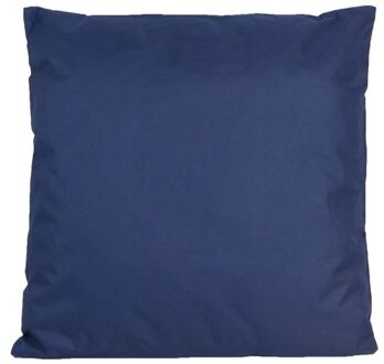 Anna's Collection 1x Buiten/woonkamer/slaapkamer kussens in het donkerblauw 45 x 45 cm - Sierkussens