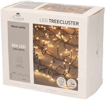 Anna's Collection 1x Clusterverlichting met timer en dimmer 384 leds warm wit 5 m - Kerstverlichting kerstboom