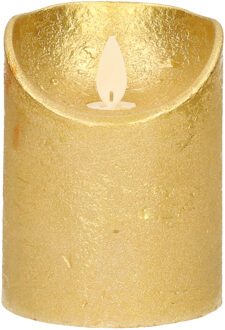 Anna's Collection 1x Gouden LED kaarsen / stompkaarsen met bewegende vlam 10 cm