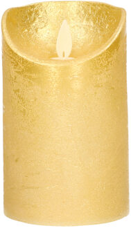 Anna's Collection 1x Gouden LED kaarsen / stompkaarsen met bewegende vlam 12,5 cm