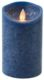 Anna's Collection 1x LED kaars/stompkaars donkerblauw met dansvlam 12,5 cm