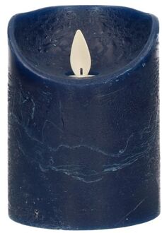 Anna's Collection 1x LED kaarsen/stompkaarsen donkerblauw met dansvlam 10 cm