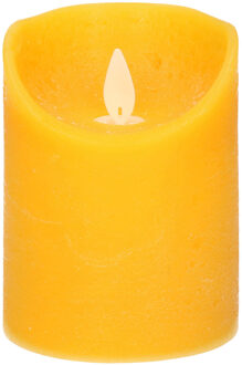 Anna's Collection 1x Oker gele LED kaarsen / stompkaarsen met bewegende vlam 10 cm
