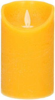 Anna's Collection 1x Oker gele LED kaarsen / stompkaarsen met bewegende vlam 12,5 Okergeel