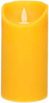 Anna's Collection 1x Oker gele LED kaarsen / stompkaarsen met bewegende vlam 15 cm Okergeel