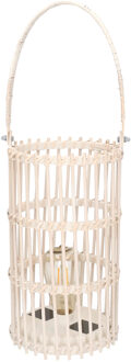 Anna's Collection 1x stuks witte solar lantaarns van bamboe 32 cm