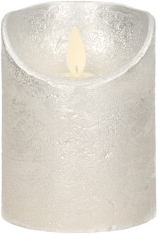 Anna's Collection 1x Zilveren LED kaarsen / stompkaarsen met bewegende vlam 10 cm