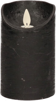 Anna's Collection 1x Zwarte LED kaarsen / stompkaarsen met bewegende vlam 12,5 cm