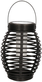 Anna's Collection 1x Zwarte solar lantaarns met vlam effect 19 cm