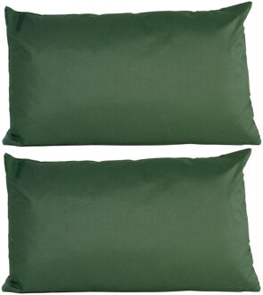 Anna's Collection 2x Bank/sier kussens voor binnen en buiten in de kleur donkergroen 30 x 50 cm