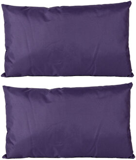 Anna's Collection 2x Bank/sier kussens voor binnen en buiten in de kleur paars 30 x 50 cm
