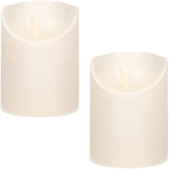 Anna's Collection 2x Creme parel LED kaarsen / stompkaarsen met bewegende vlam 10 cm