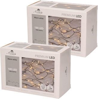 Anna's Collection 2x kerstverlichting - 180 led lampjes - warm wit - 18 m - kerstlampjes - lichtsnoer