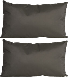 Anna's Collection 2x stuks bank/sier kussens voor binnen en buiten in de kleur antraciet grijs 30 x 50 cm Tuinkussens