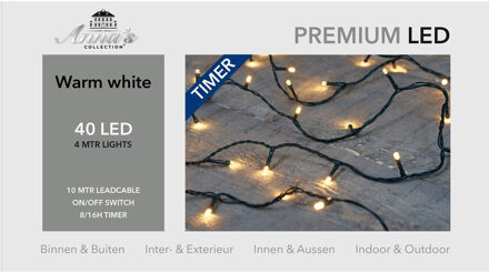 Anna's Collection 2x stuks kerstverlichting 40 warm witte leds met dimmer en timer - voor buiten en binnen - boomverlichting