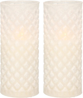Anna's Collection 2x stuks luxe led kaarsen in glas D7,5 x H17,5 cm