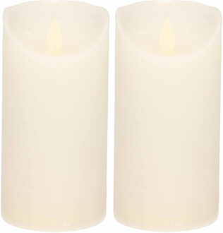 Anna's Collection 2x Witte LED kaars / stompkaars met bewegende vlam 15 cm
