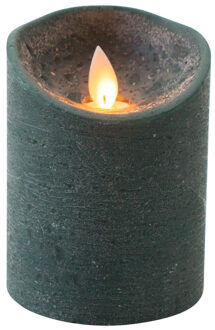 Anna's Collection 3x Antiek groene LED kaars / stompkaars met bewegende vlam 10 cm