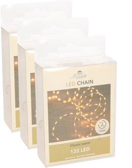 Anna's Collection 3x Koperen kerst verlichting met timer warm wit 2 meter - Lichtsnoeren