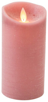 Anna's Collection 3x LED kaars/stompkaars antiek roze met dansvlam 15 cm - LED kaarsen