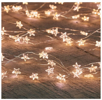 Anna's Collection 3x Sterretjes kerstverlichting met timer warm wit 1 meter - Lichtsnoeren