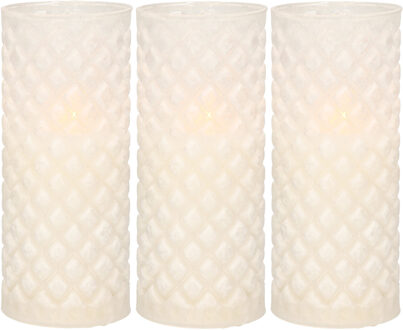 Anna's Collection 3x stuks luxe led kaarsen in glas D7,5 x H17,5 cm