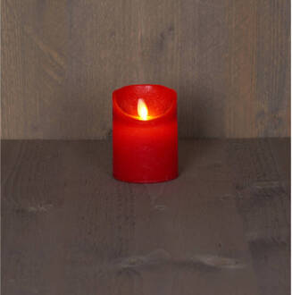 Anna's Collection 4 stuks Batterijverlichting kaars wax rustiek bewegende vlam 7,5x10cm rood 3xaaa/timer