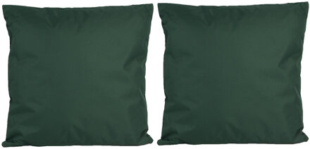 Anna's Collection 4x Bank/sier kussens voor binnen en buiten in de kleur donkergroen 45 x 45 cm