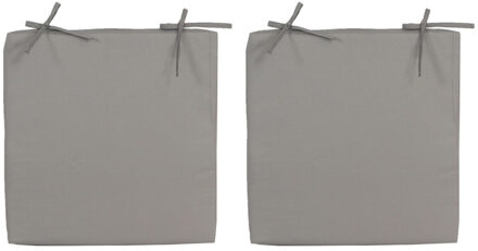 Anna's Collection 4x Stoelkussens voor binnen en buiten in de kleur grijs 40 x 40 cm Tuinkussens voor buitenstoelen. - Sierkussens