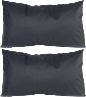 Anna's Collection 4x stuks bank/sier kussens voor binnen en buiten in de kleur zwart 30 x 50 cm Tuinkussens voor buite