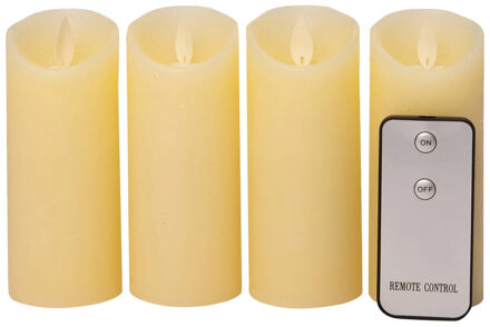 Anna's Collection 4x stuks led kaarsen/stompkaarsen ivoor wit D5,2 x H12,5 cm