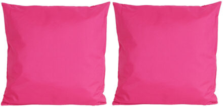Anna's Collection 6x Bank/sier kussens voor binnen en buiten in de kleur fuchsia roze 45 x 45 cm