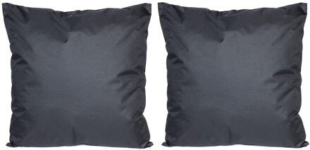 Anna's Collection 6x Bank/sier kussens voor binnen en buiten in de kleur zwart 45 x 45 cm