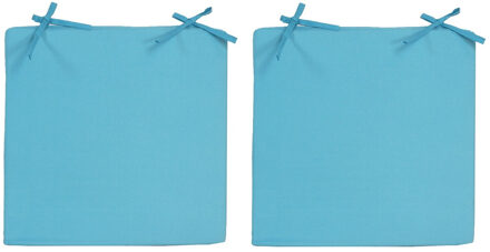 Anna's Collection 6x Stoelkussens voor binnen en buiten in de kleur lichtblauw 40 x 40 cm Tuinkussens voor buitenstoel