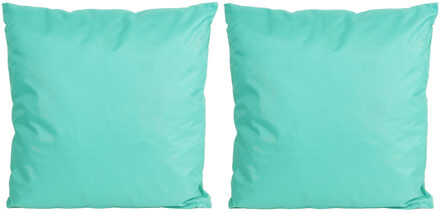 Anna's Collection 8x Bank/sier kussens voor binnen en buiten in de kleur aqua blauw 45 x 45 cm