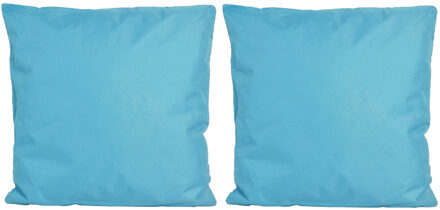 Anna's Collection 8x Bank/sier kussens voor binnen en buiten in de kleur lichtblauw 45 x 45 cm