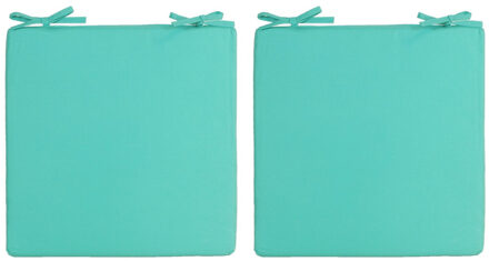 Anna's Collection 8x stuks stoelkussens voor binnen en buiten in de kleur aqua groen/blauw 40 x 40 cm