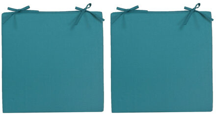 Anna's Collection 8x stuks stoelkussens voor binnen en buiten in de kleur petrol blauw 40 x 40 cm