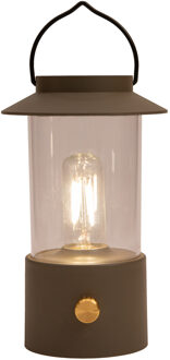 Anna's Collection Anna Collection Camping tafellamp/lantaarn Darcy - taupe - 24 cm - draadloos/oplaadbaar USB