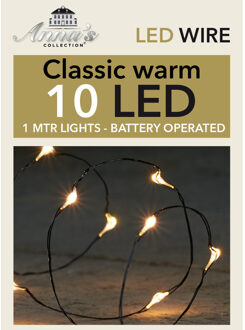 Anna's Collection Anna Collection Draadverlichting - zwart - 10 led lampjes - warm wit - batterij - 100 cm