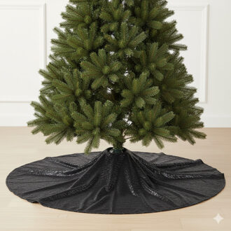 Anna's Collection Anna Collection kerstboomrok - kerstboom onder kleed - antraciet - D120 cm - glans - rond