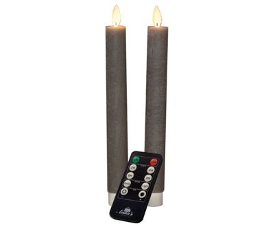 Anna's Collection Anna Collection LED dinerkaarsen - 2x st - taupe kleur - 23 cm - LED kaarsen